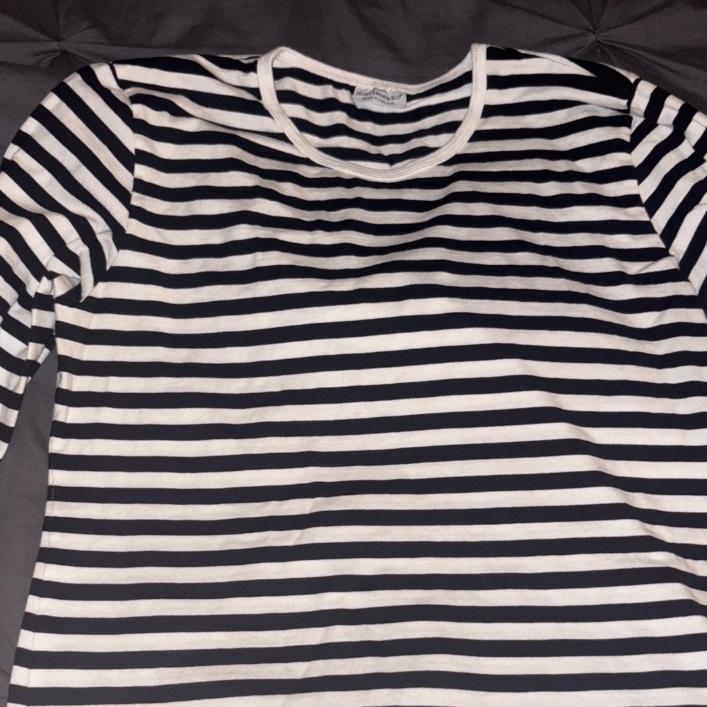 Marimekko Vintage Black and White Striped Long Sleeve Tee